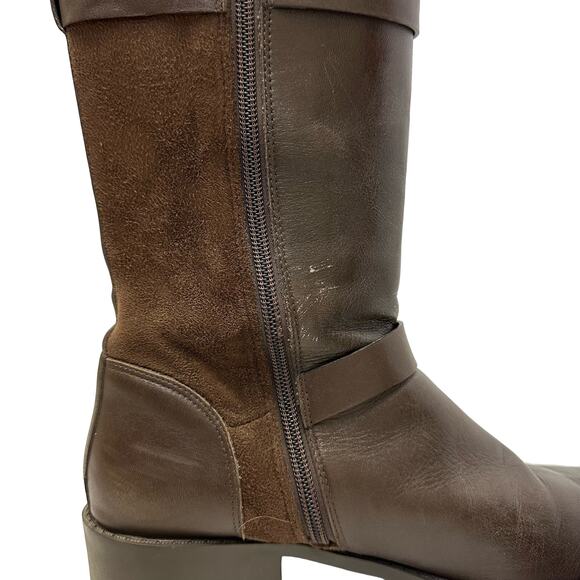 Cole Haan Brown Leather & Suede Knee-High Boots - Size 7 - Picture 2 of 10